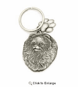 Pomeranian Keychain Pewter
