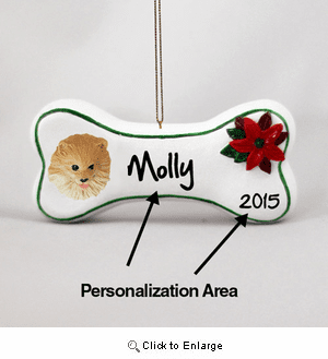 Pomeranian Personalized Dog Bone Christmas Ornament
