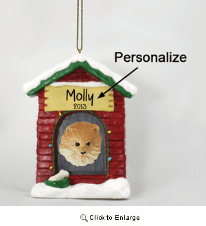 Pomeranian Personalized Dog House Christmas Ornament