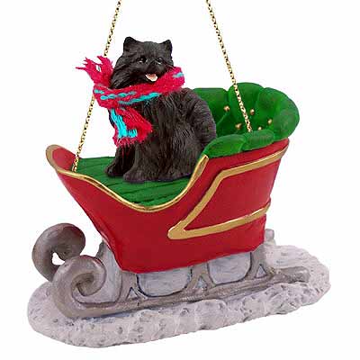 Pomeranian Sleigh Ride Christmas Ornament Black