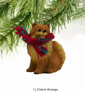 Pomeranian Tiny One Christmas Ornament Red