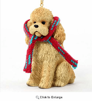 Poodle Apricot with Scarf Christmas Ornament Large Version