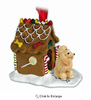 Poodle Gingerbread House Christmas Ornament Apricot