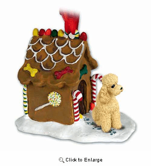 Poodle Gingerbread House Christmas Ornament Apricot Sport Cut