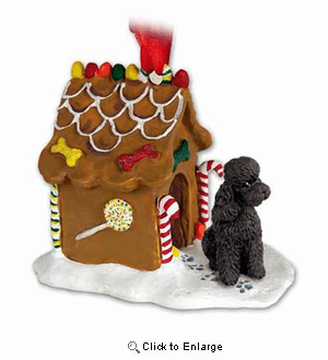 Poodle Gingerbread House Christmas Ornament Chocolate Sport Cut