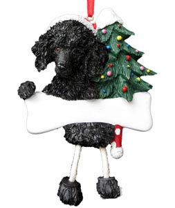 Poodle Christmas Tree Ornament - Personalize (Black)