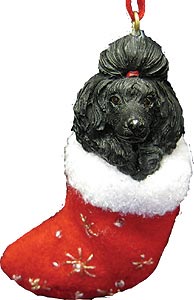 Poodle (Black) Christmas Stocking Ornament