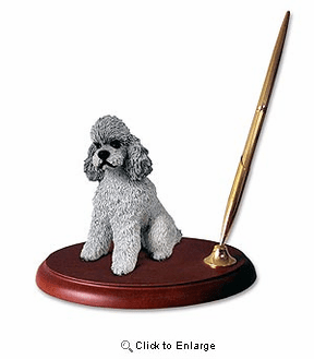 Poodle Pen Holder (Gray Sport cut)