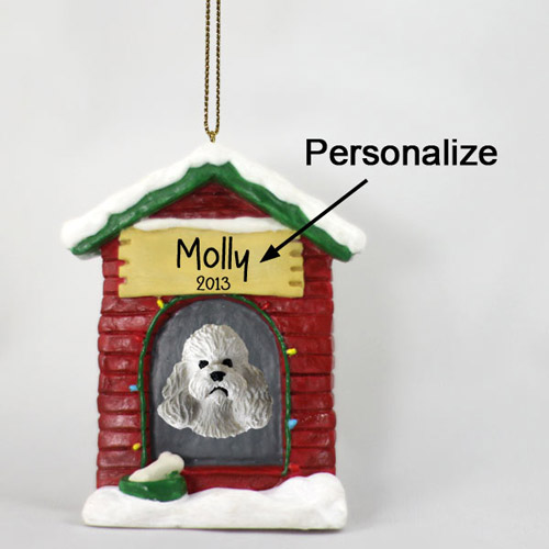 Poodle Personalized Dog House Christmas Ornament Gray