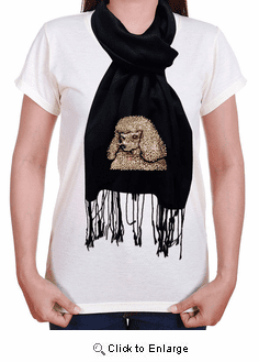 Poodle Rhinestone-Stud Pashmina Wrap Scarf
