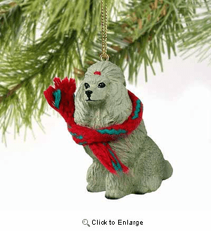 Poodle Tiny One Christmas Ornament Gray