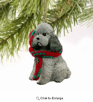 Poodle Tiny One Christmas Ornament Gray Sport Cut