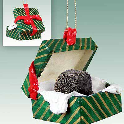 Porcupine Gift Box Christmas Ornament