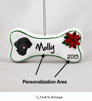 Portuguese Water Dog Personalized Dog Bone Christmas Ornament