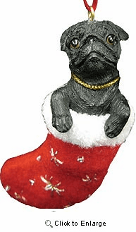 Pug (Black) Christmas Stocking Ornament