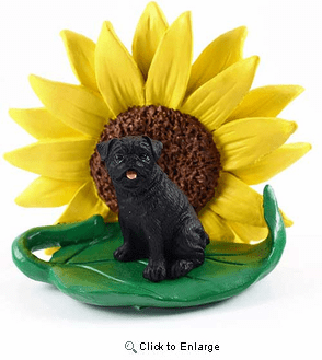 Pug Black Sunflower Figurine