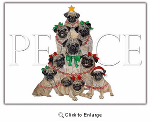Pug Christmas Cards Peace