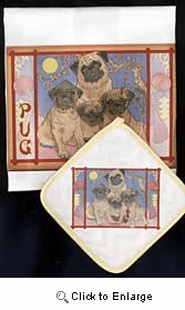 Pug Dish Towel & Potholder