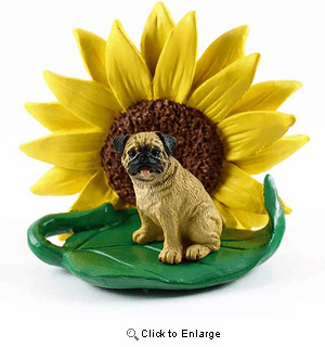 Pug Fawn Sunflower Figurine