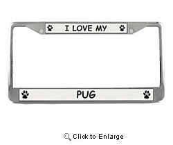 Pug License Plate Frame