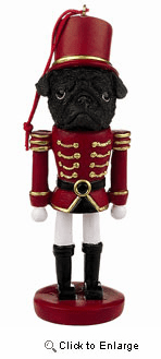 Pug Ornament Nutcracker (Black)