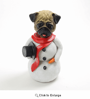 Pug Snowman Christmas Decoration