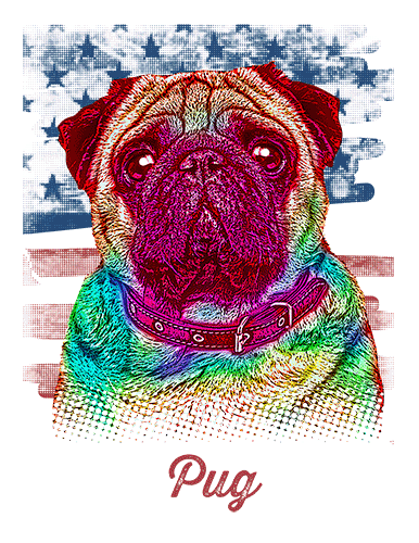 Pug T Shirt American Flag