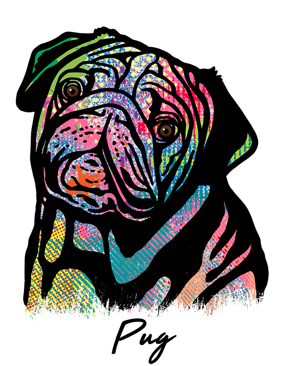 Pug T Shirt Colorful Abstract