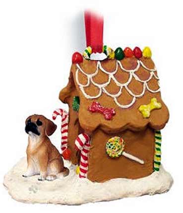 Puggle Gingerbread House Christmas Ornament Brown