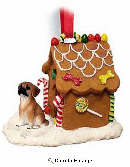 Puggle Gingerbread House Christmas Ornament Brown