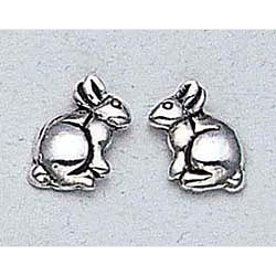 Rabbit Earrings Sterling Silver Stud