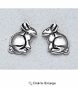 Rabbit Earrings Sterling Silver Stud