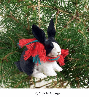Rabbit Tiny One Christmas Ornament Black-White