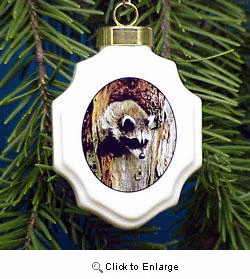 Raccoon Christmas Ornament Porcelain
