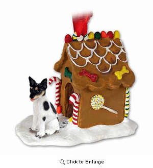 Rat Terrier Gingerbread House Christmas Ornament