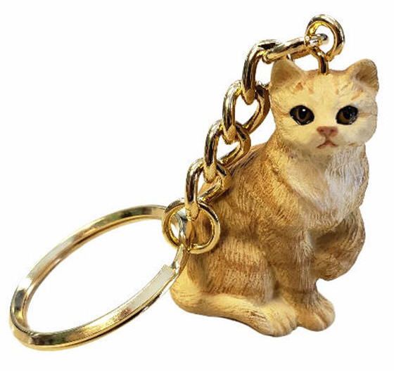 Tabby Cat Keychain Red