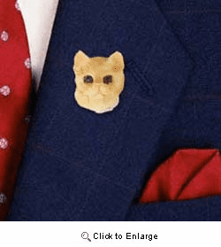 Red Tabby Cat Pin Hand Painted Resin