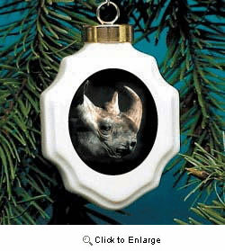 Rhinoceros Christmas Ornament Porcelain