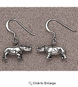 Rhinoceros Earrings Sterling Silver
