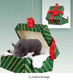 Rhinoceros Gift Box Christmas Ornament