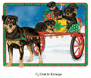 Rottweiler Christmas Cards Holiday Ride