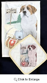 Saint Bernard Dish Towel & Potholder