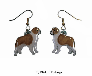 Saint Bernard Earrings Rough Hand Painted Acrylic