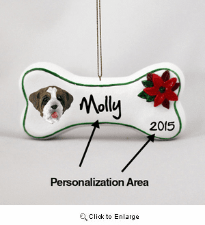 Saint Bernard Personalized Dog Bone Christmas Ornament
