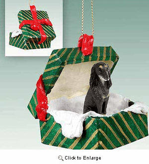 Saluki Gift Box Christmas Ornament