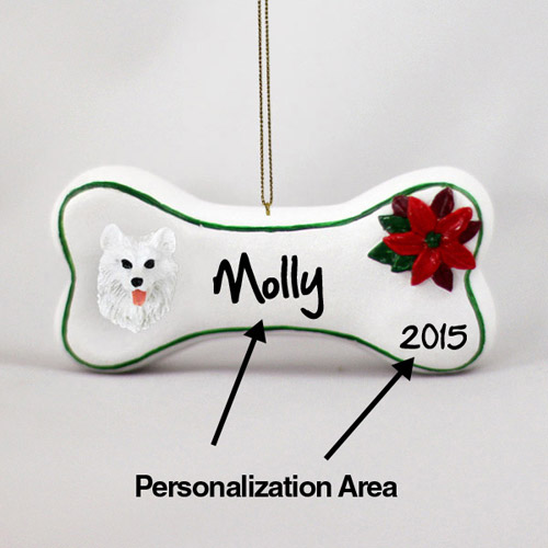 Samoyed Personalized Dog Bone Christmas Ornament