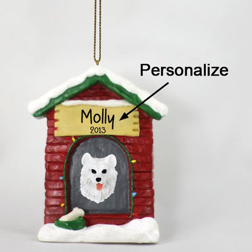 Samoyed Personalized Dog House Christmas Ornament