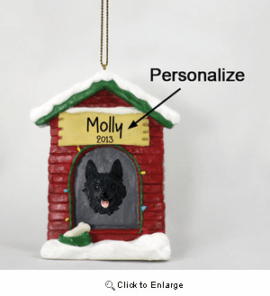 Schipperke Personalized Dog House Christmas Ornament