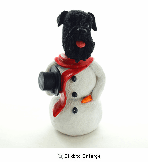 Schnauzer Black Uncropped Snowman Christmas Decoration
