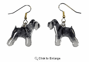 Schnauzer Earrings Gray Uncropped Hand Painted Acrylic